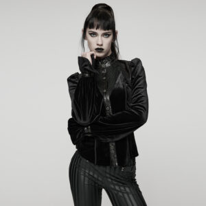 Velvet And PU Leather Goth Visual Shirt