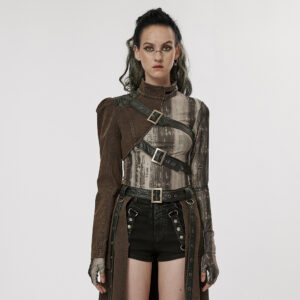 Steampunk One Shoulder Denim Jacket 