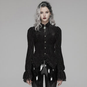 Gothic Dark-Grain Velvet Shirt