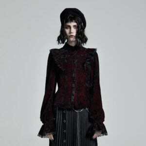 Goth Gorgeous Lace Embroidery Red Shirt