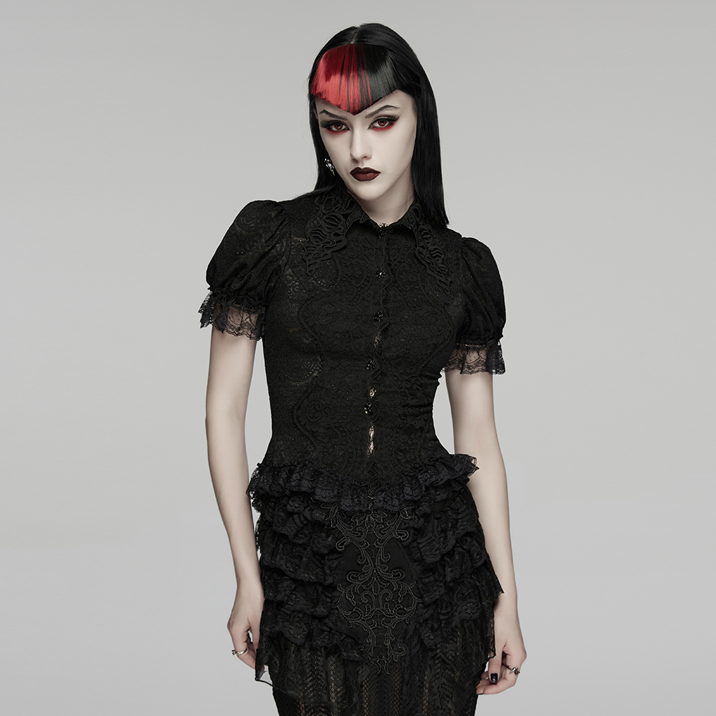 Goth Short Sleeve Lace Shirt - Image 2