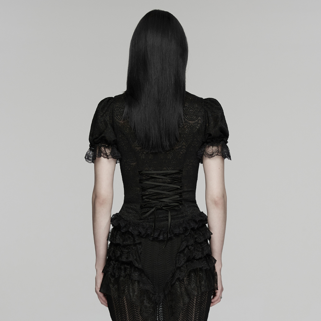 Goth Short Sleeve Lace Shirt - Image 3