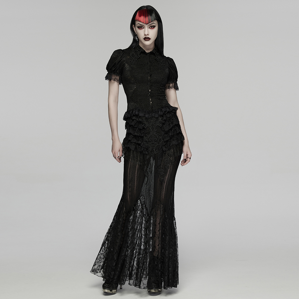 Goth Short Sleeve Lace Shirt - Image 4