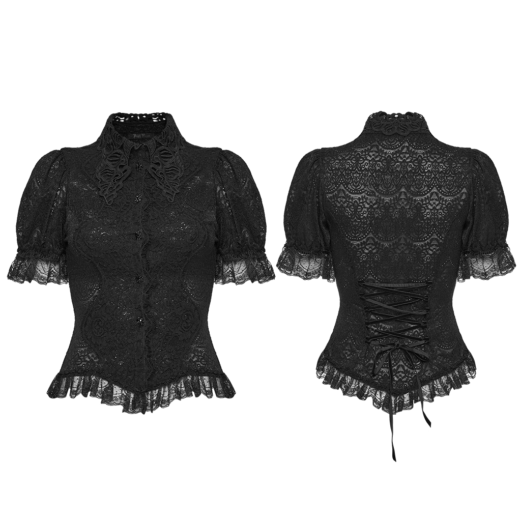 Goth Short Sleeve Lace Shirt - Image 5
