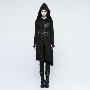 Asymmetric Hem Long Sweater Hooded Coat