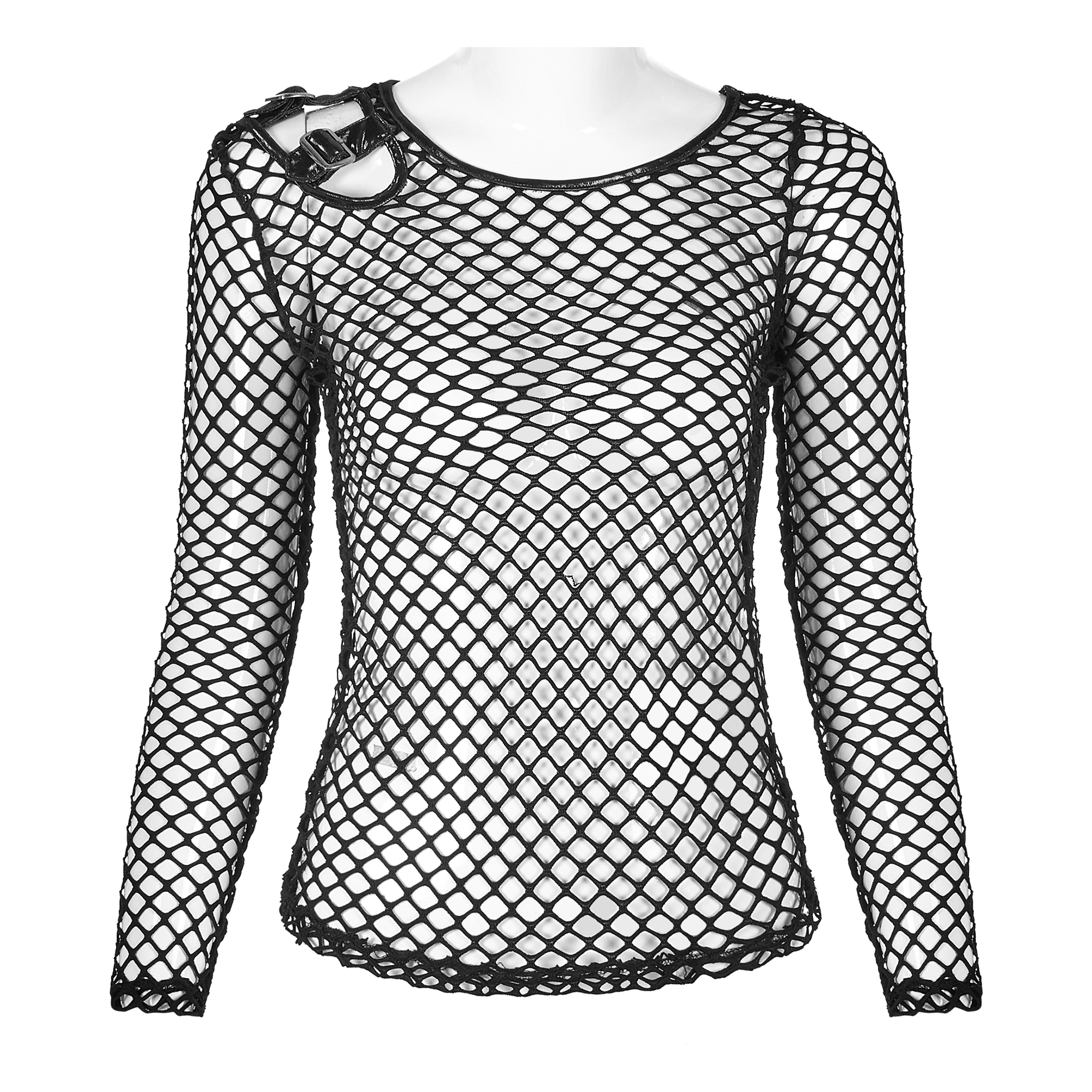 Personality Black Punk Perspective Mesh T-Shirt - Image 5