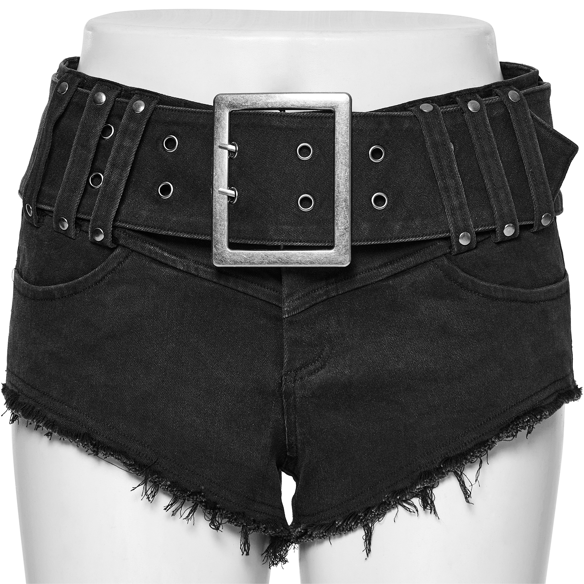 Slim Fit Hot Denim Shorts With Movable Belt - Image 5