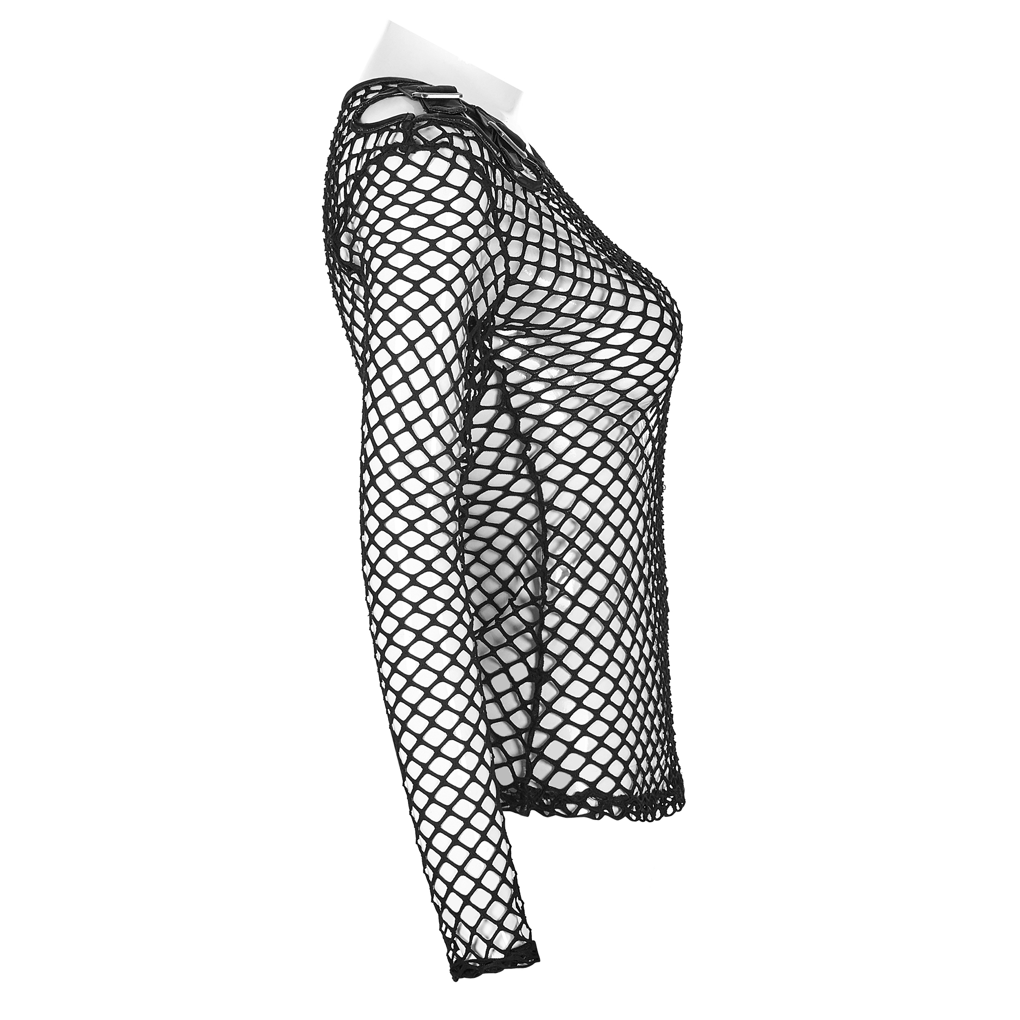Personality Black Punk Perspective Mesh T-Shirt - Image 6
