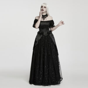 Elegant Rose Puff Sleeve Dress