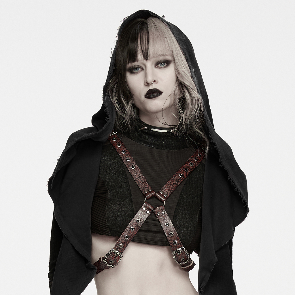 Antiqued Leather Embossed Harness