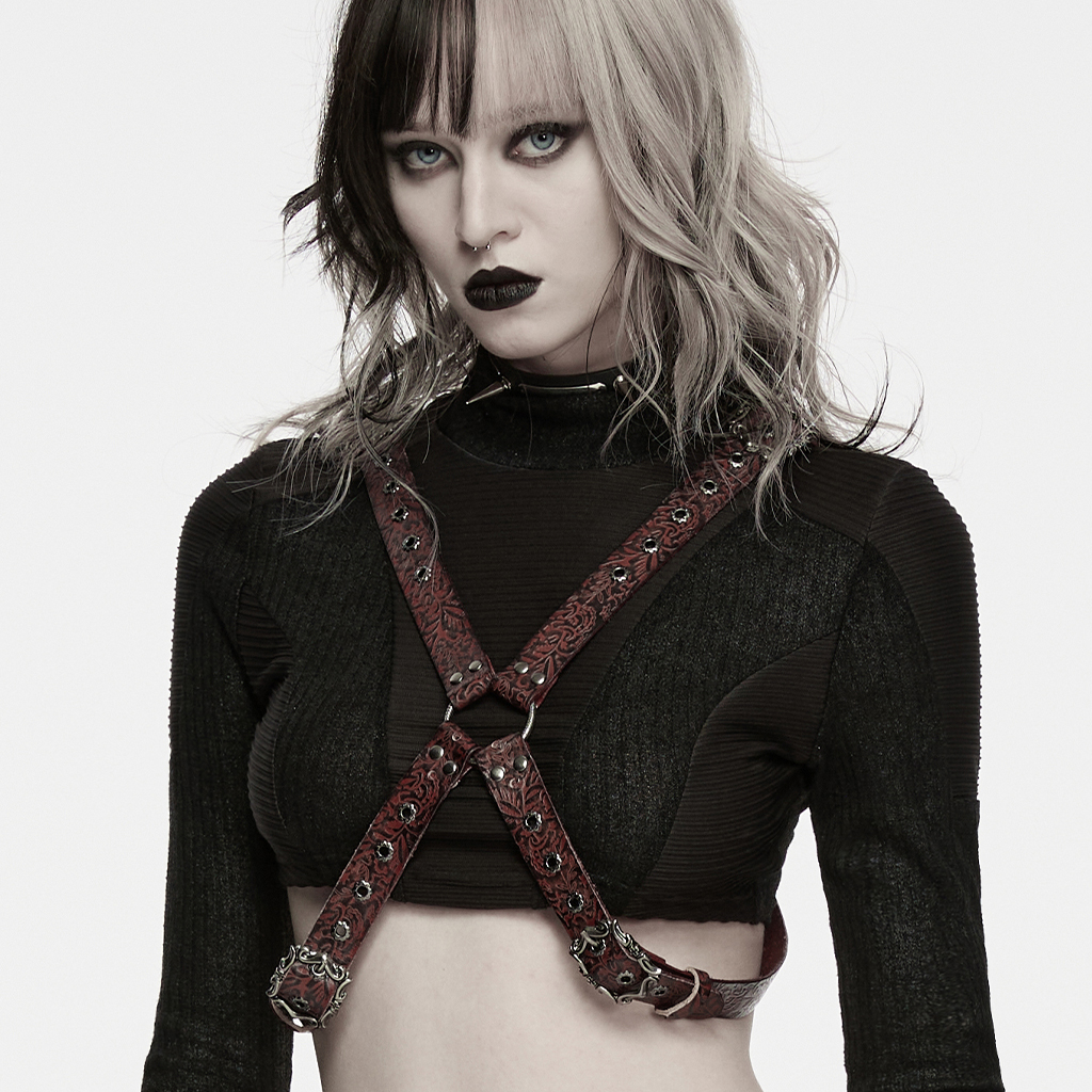 Antiqued Leather Embossed Harness - Image 3