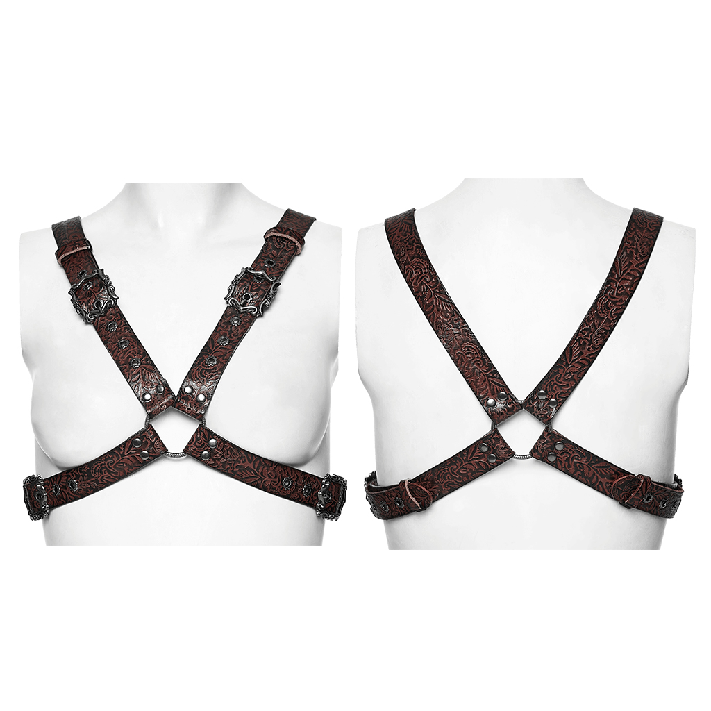Antiqued Leather Embossed Harness - Image 5
