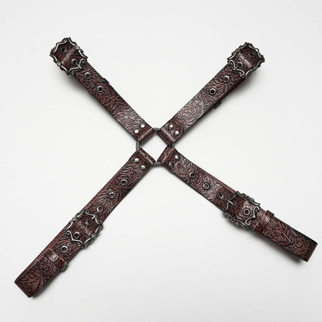 Antiqued Leather Embossed Harness - Image 6