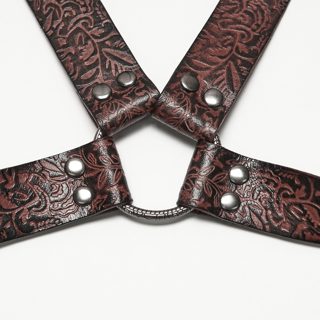Antiqued Leather Embossed Harness - Image 7