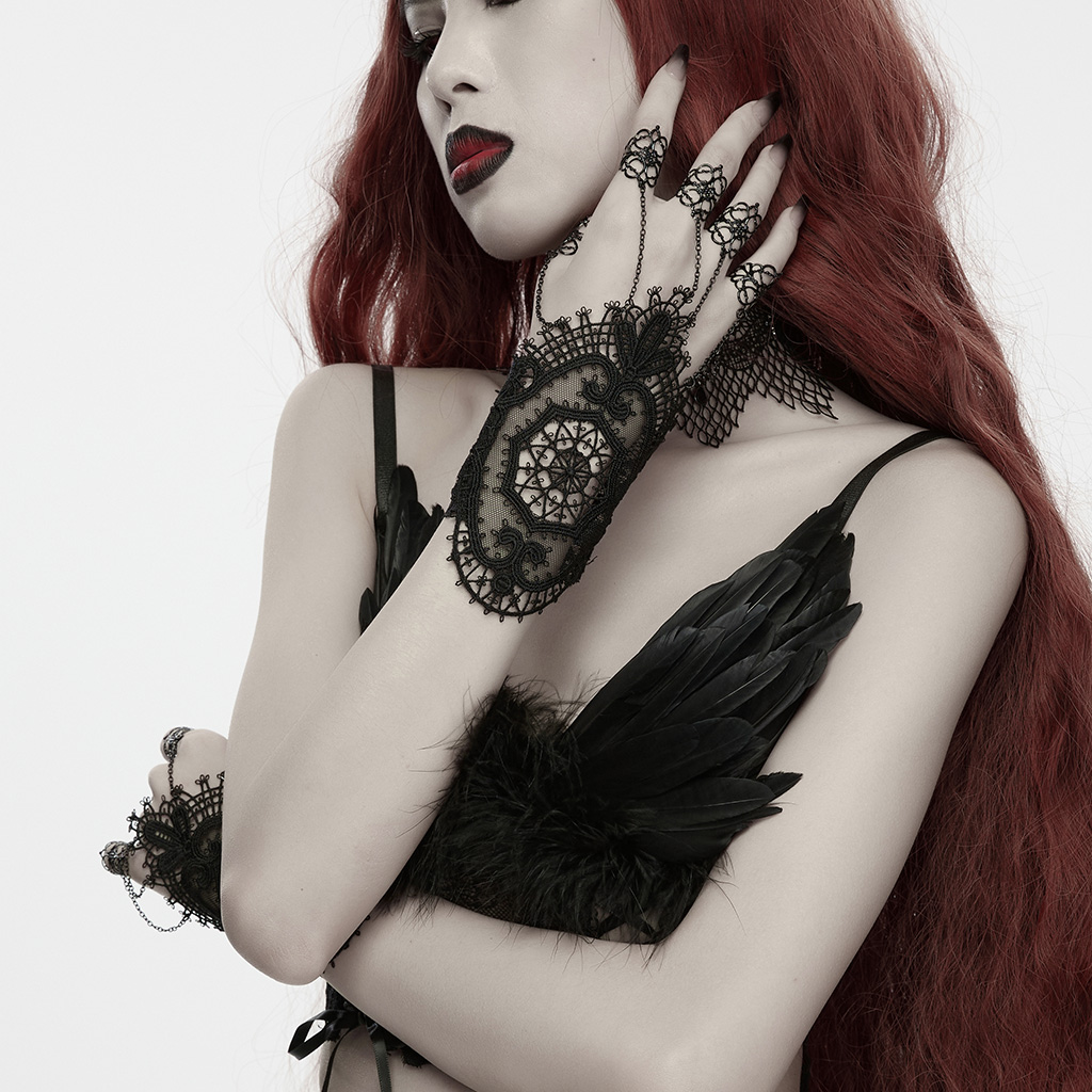 Vintage Gothic Elegant Lace Gloves - Image 3