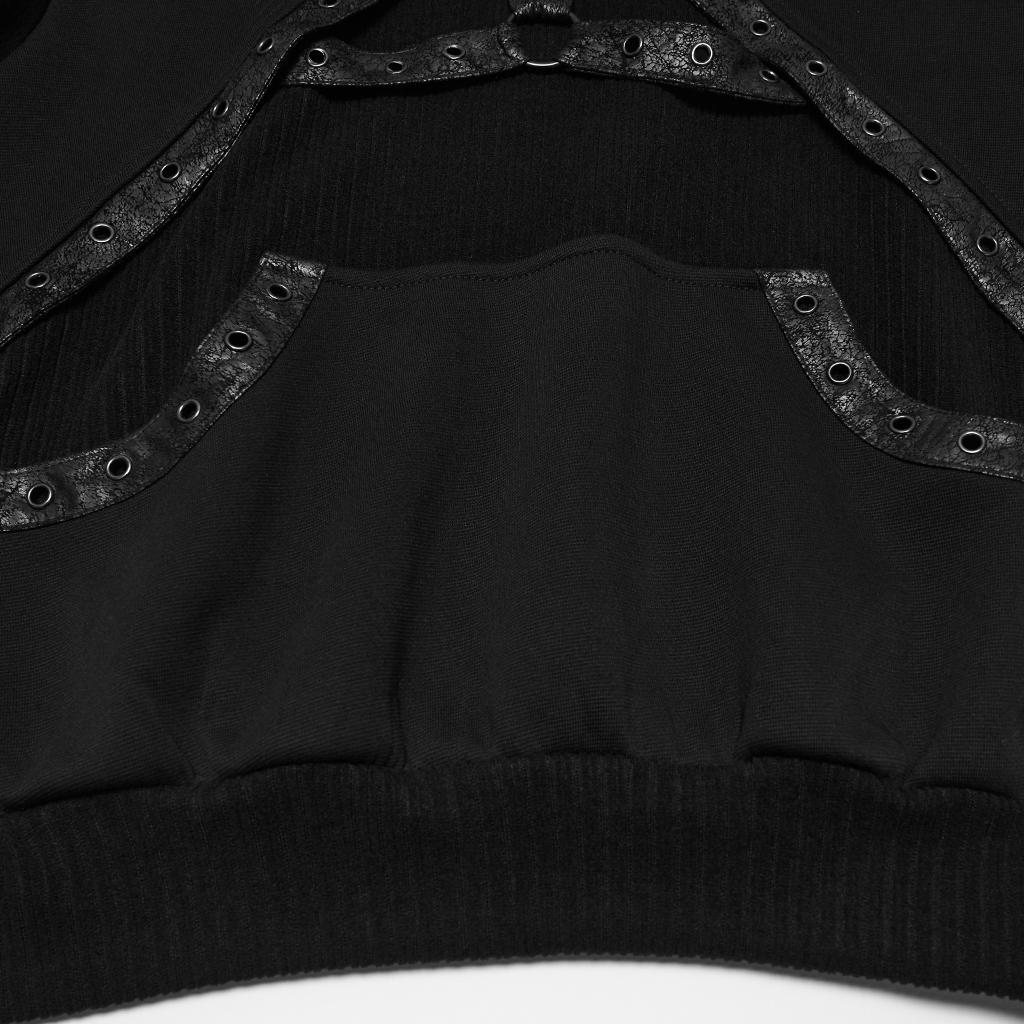 Punk High Neck Zipper Sweatshirt - Image 9