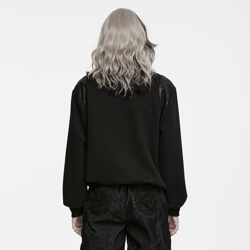 Punk High Neck Zipper Sweatshirt - Image 3