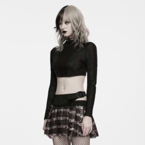 Cyber-Grid Ribbed Crop Top