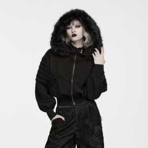 Punk Faux Fur Hooded Jacket