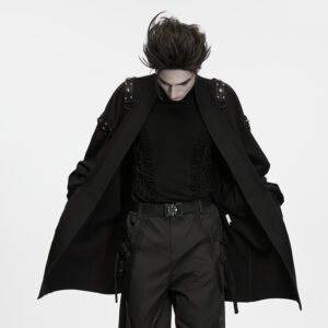 Punk Dark Buckled Long Cardigan