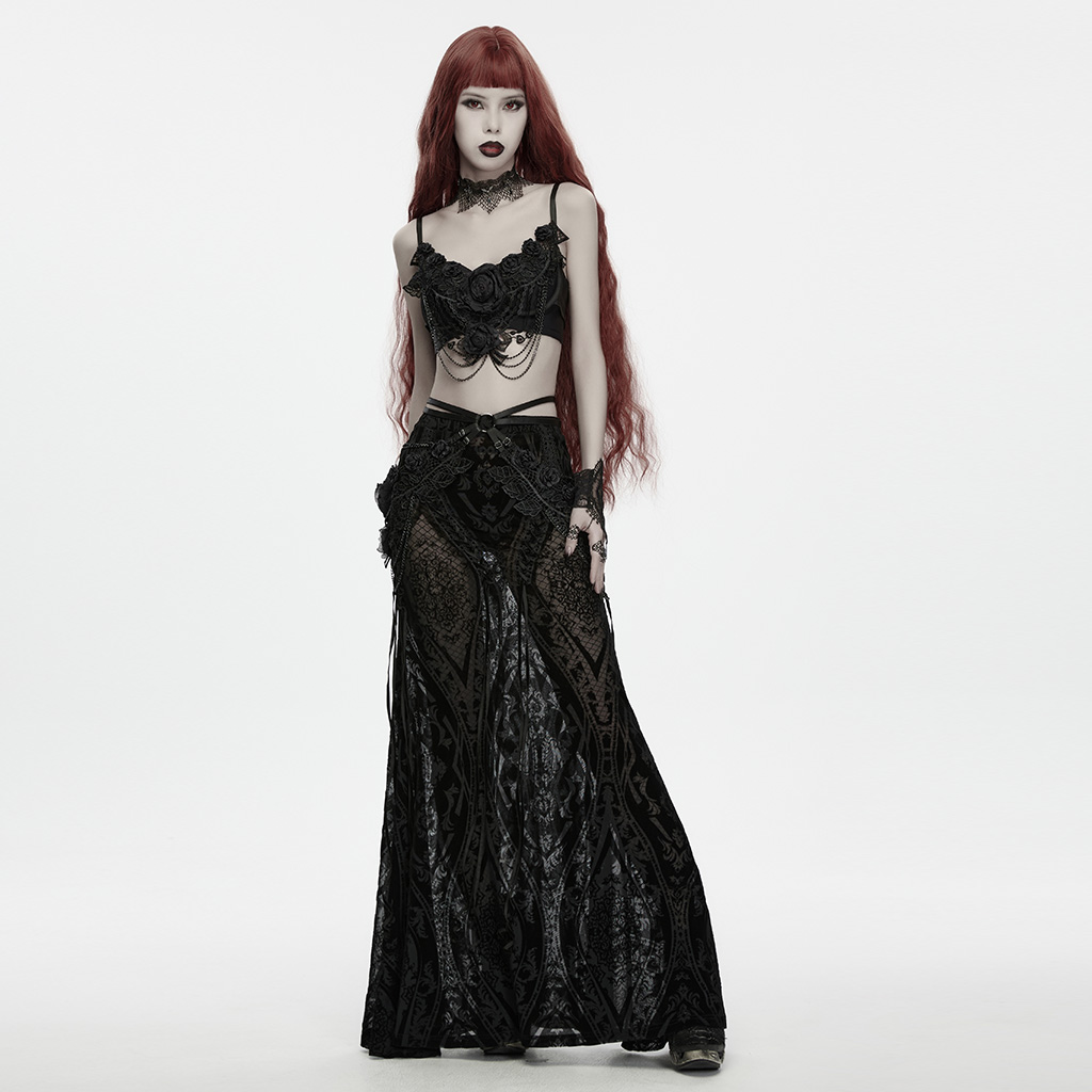 Gothic Dark Rose Chain And Lace Hip Harness - Image 4