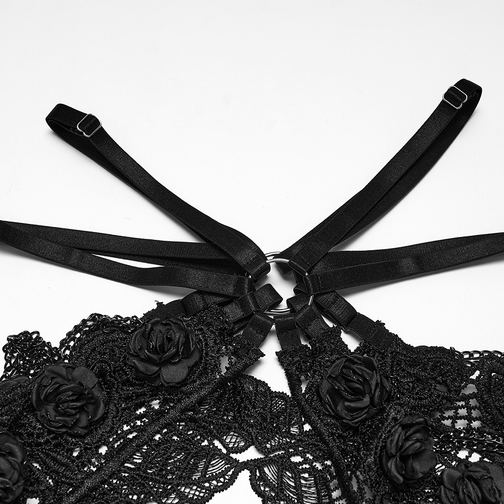 Gothic Dark Rose Chain And Lace Hip Harness - Image 6