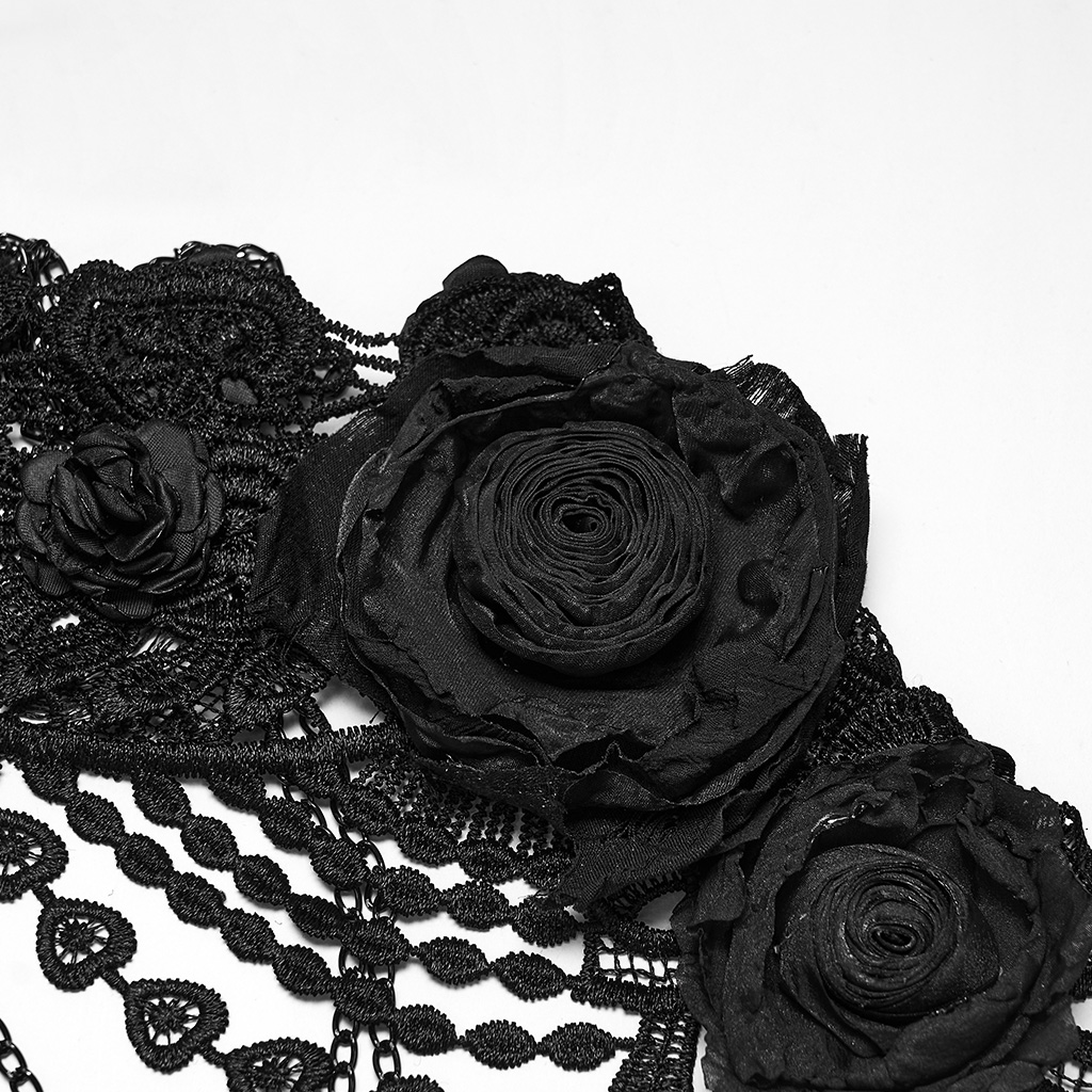Gothic Dark Rose Chain And Lace Hip Harness - Image 7