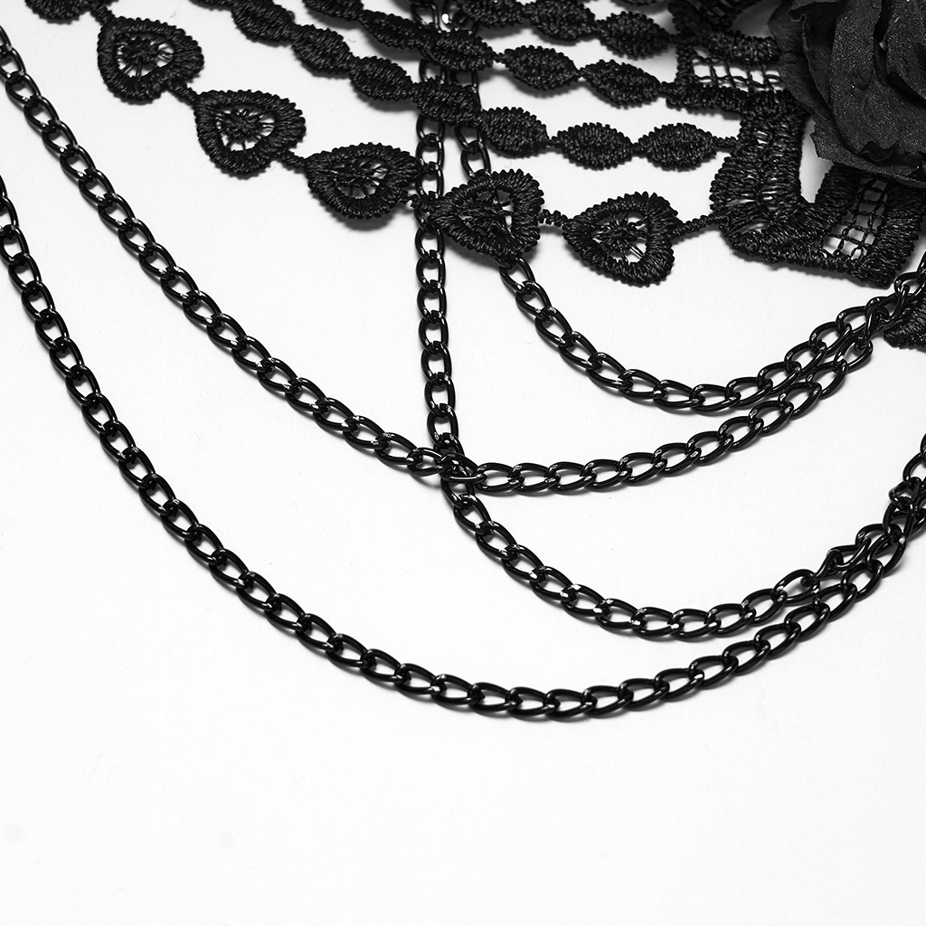 Gothic Dark Rose Chain And Lace Hip Harness - Image 9