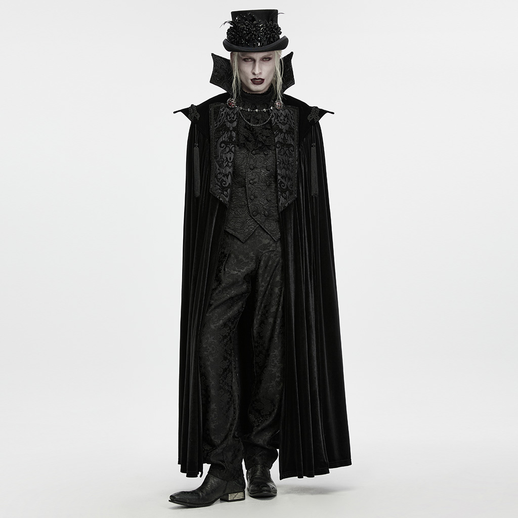 Gothic Vampire Velvet Cloak- Black - Image 2