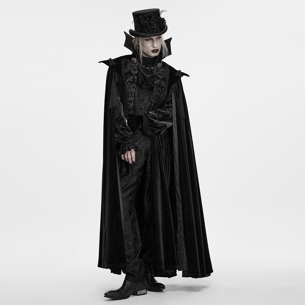 Gothic Vampire Velvet Cloak- Black