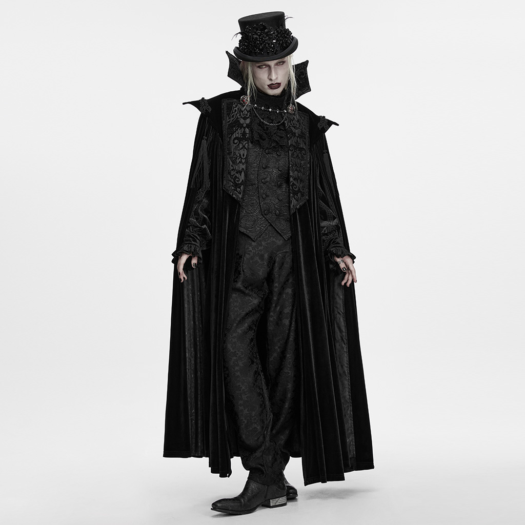 Gothic Vampire Velvet Cloak- Black - Image 4