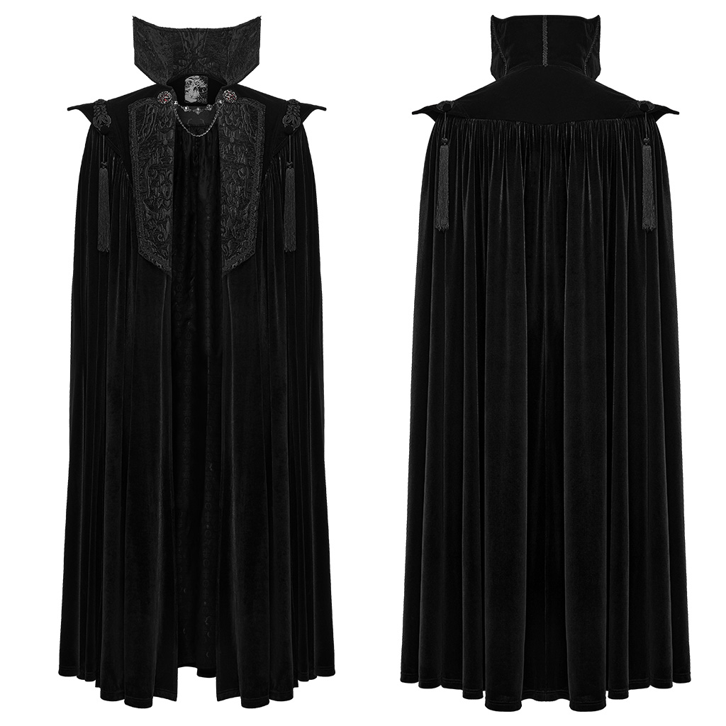 Gothic Vampire Velvet Cloak- Black - Image 5