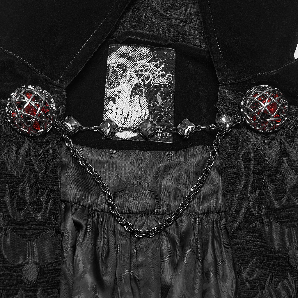 Gothic Vampire Velvet Cloak- Black - Image 6