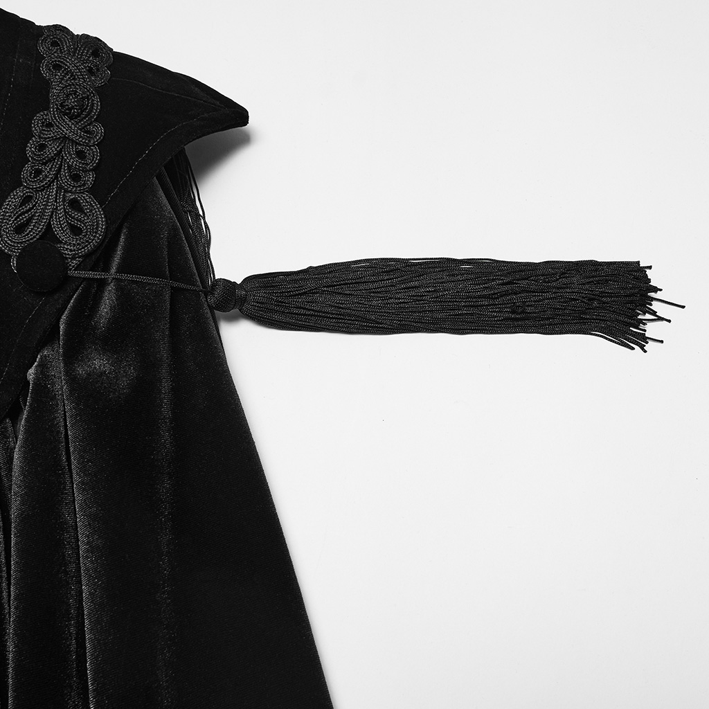 Gothic Vampire Velvet Cloak- Black - Image 7