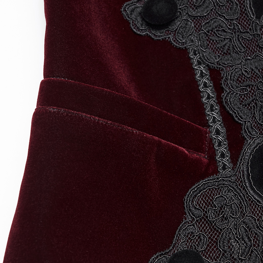 Gothic Burgundy Pattern Waistcoat - Image 10