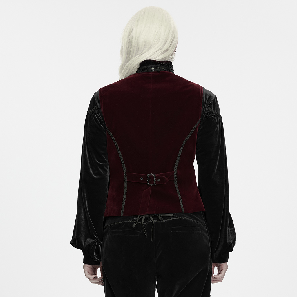 Gothic Burgundy Pattern Waistcoat - Image 4