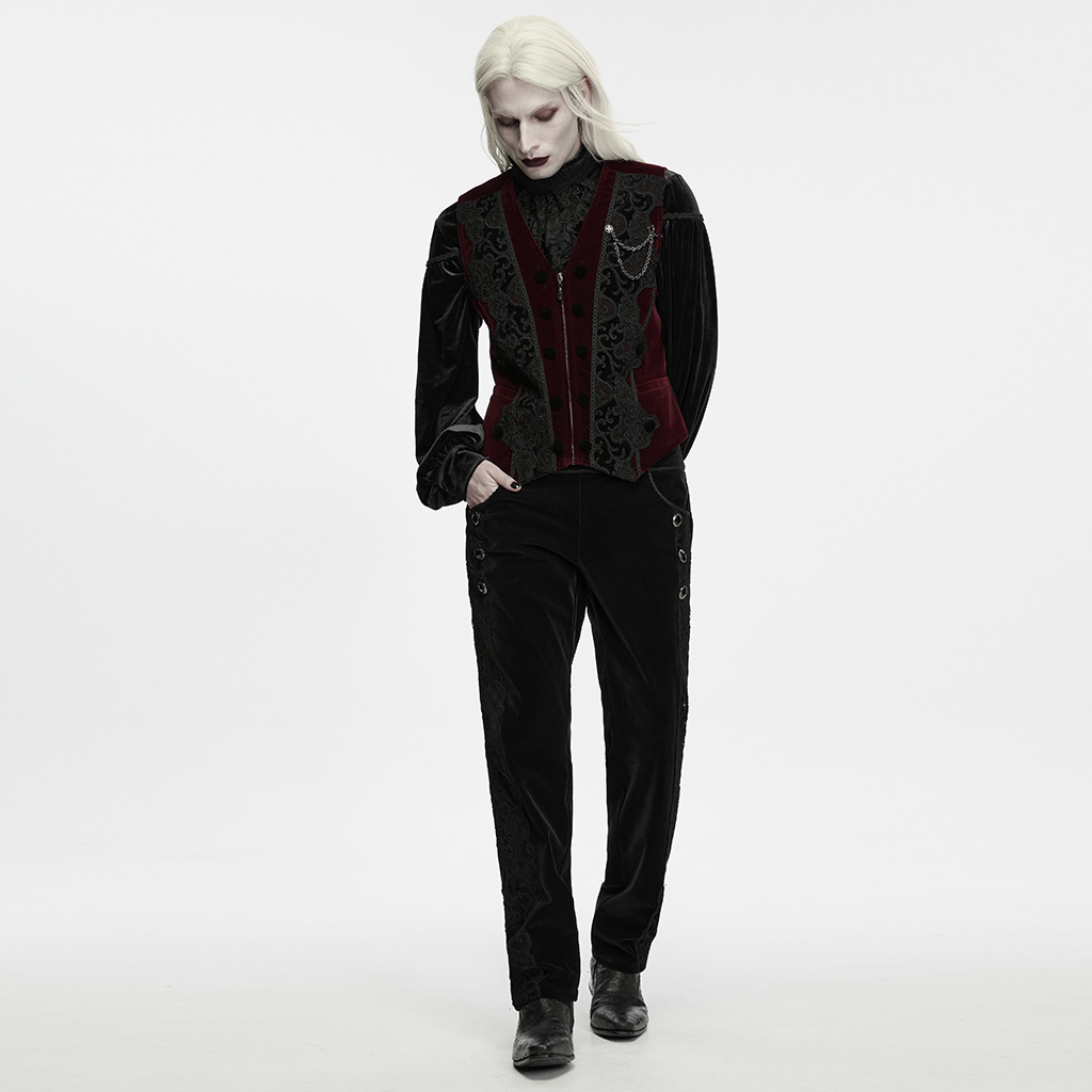 Gothic Burgundy Pattern Waistcoat - Image 6