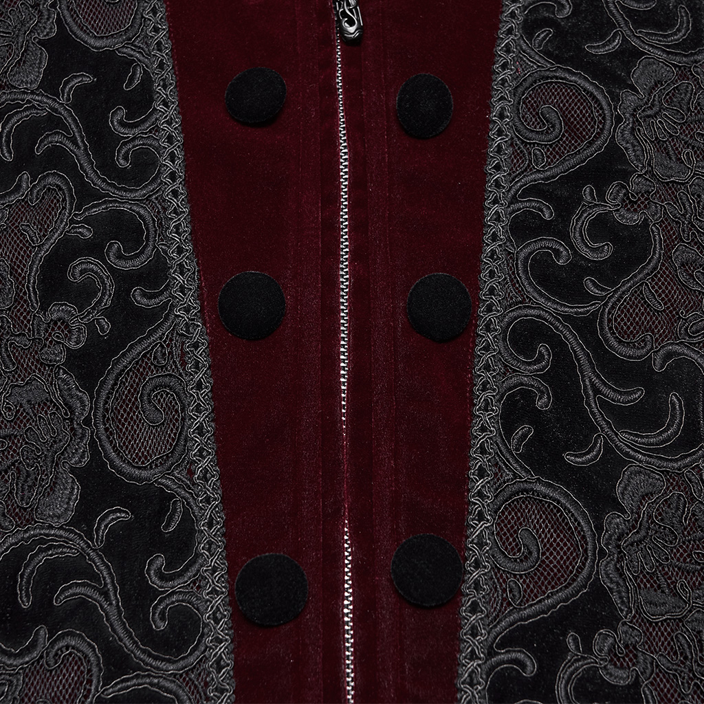 Gothic Burgundy Pattern Waistcoat - Image 9