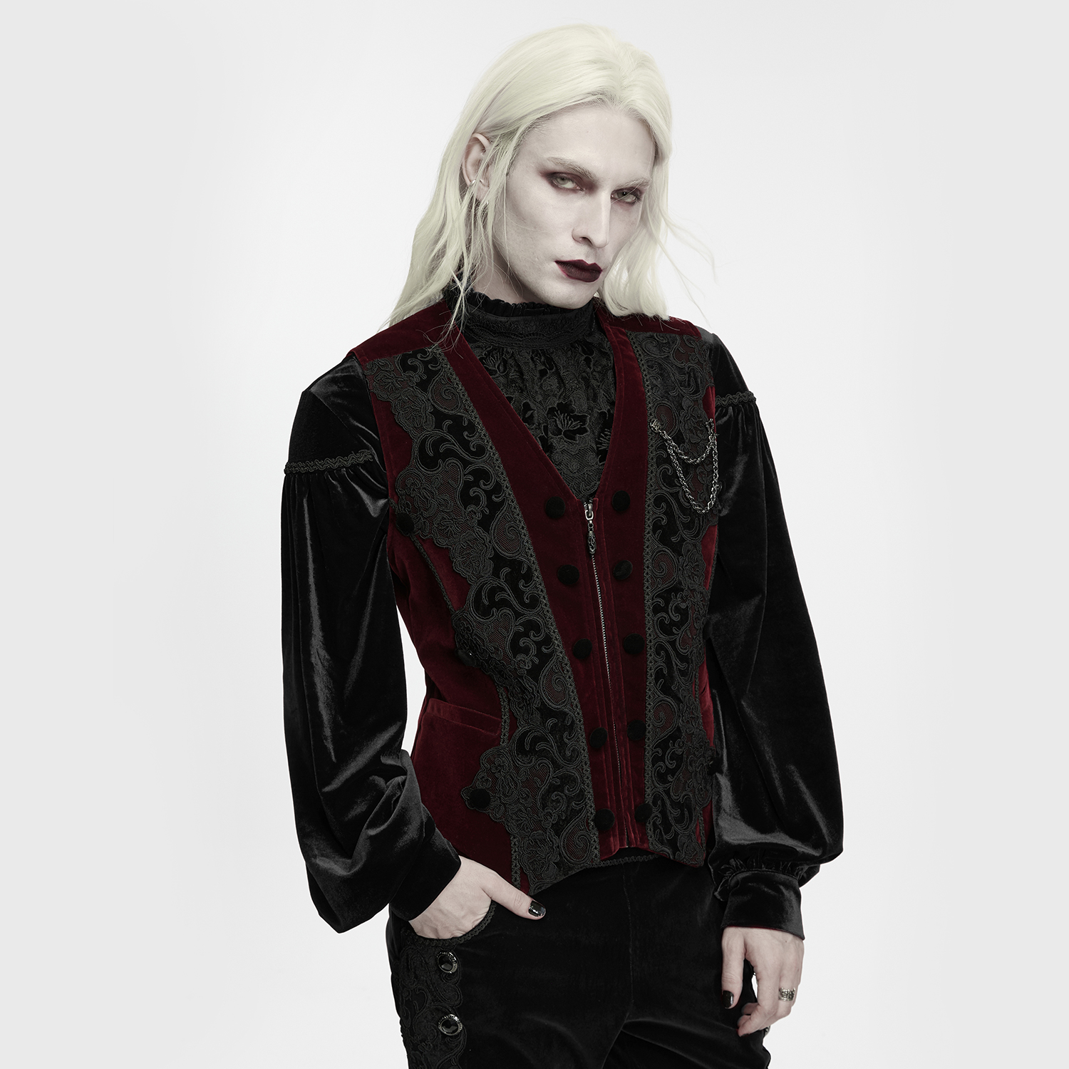 Gothic Burgundy Pattern Waistcoat